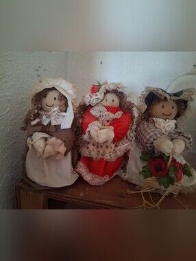 Festive Red Holiday Rag Doll with Lace Trim